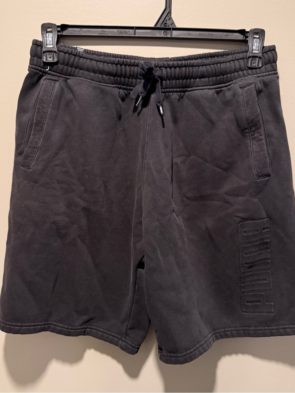 Puma Black Embossed Logo Drawstring Shorts